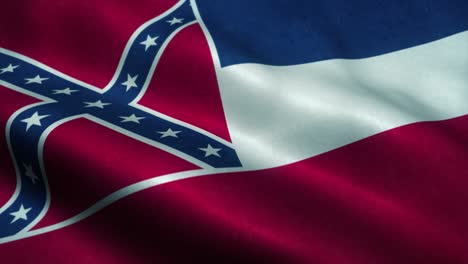 mississippi state flag waving in the wind. national flag of mississippi. sign of mississippi state seamless loop animation. 4k