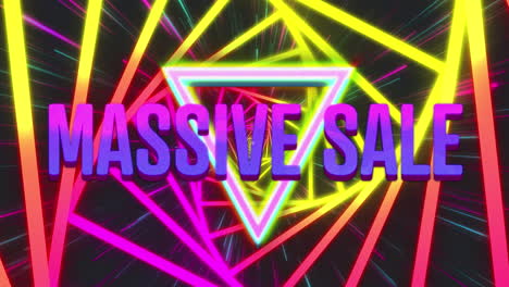 animación de texto de venta masiva sobre formas