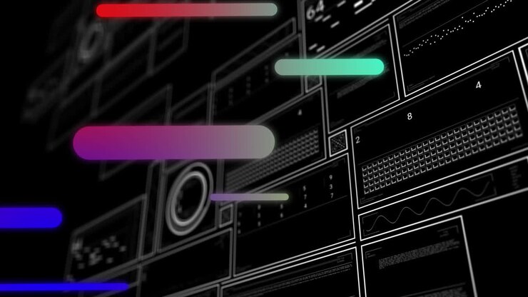 Animation of tubes over tables on black background