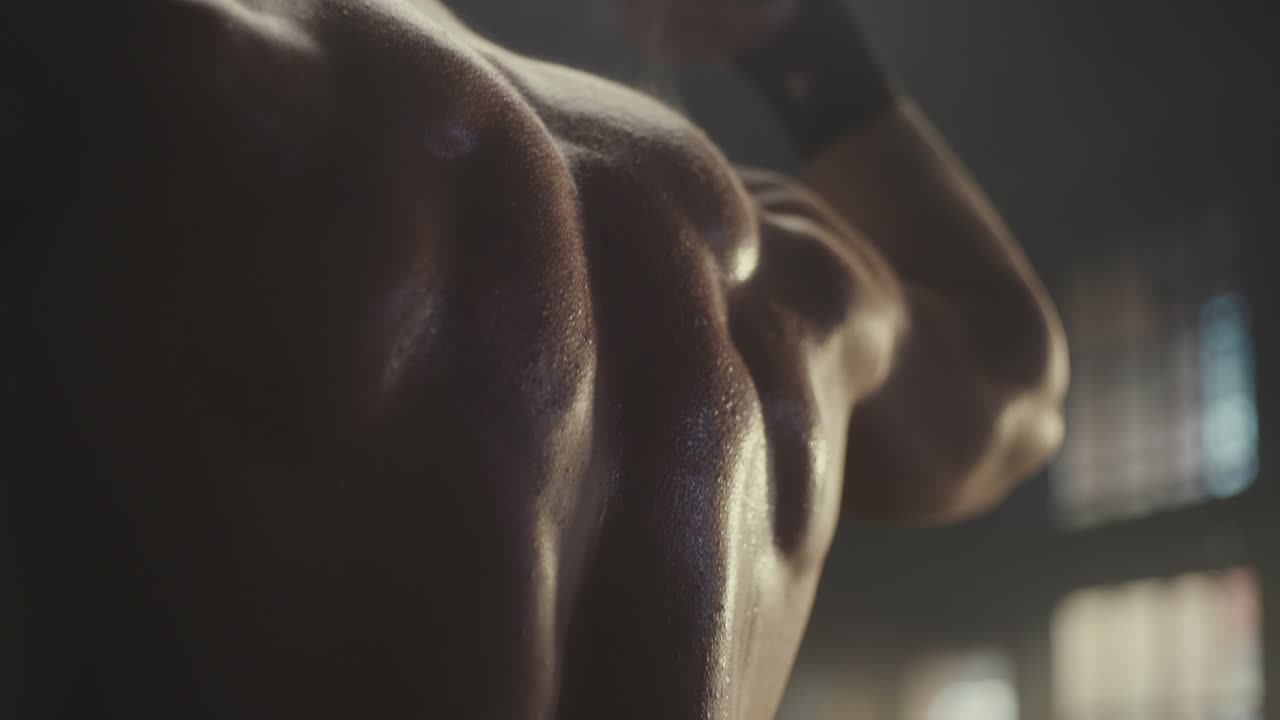 Muscular Man's Back Showing Workout