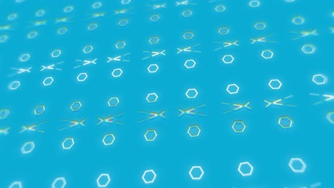 animation of rows of pattern moving in sea over blue background