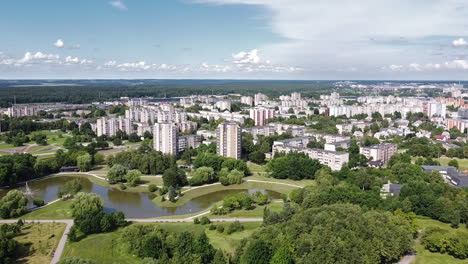 aerial view of urban residential suburbia of kaunas, lithuania