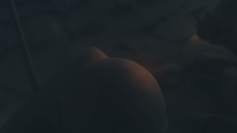 destroyed andorids on a junkyard in yellow light