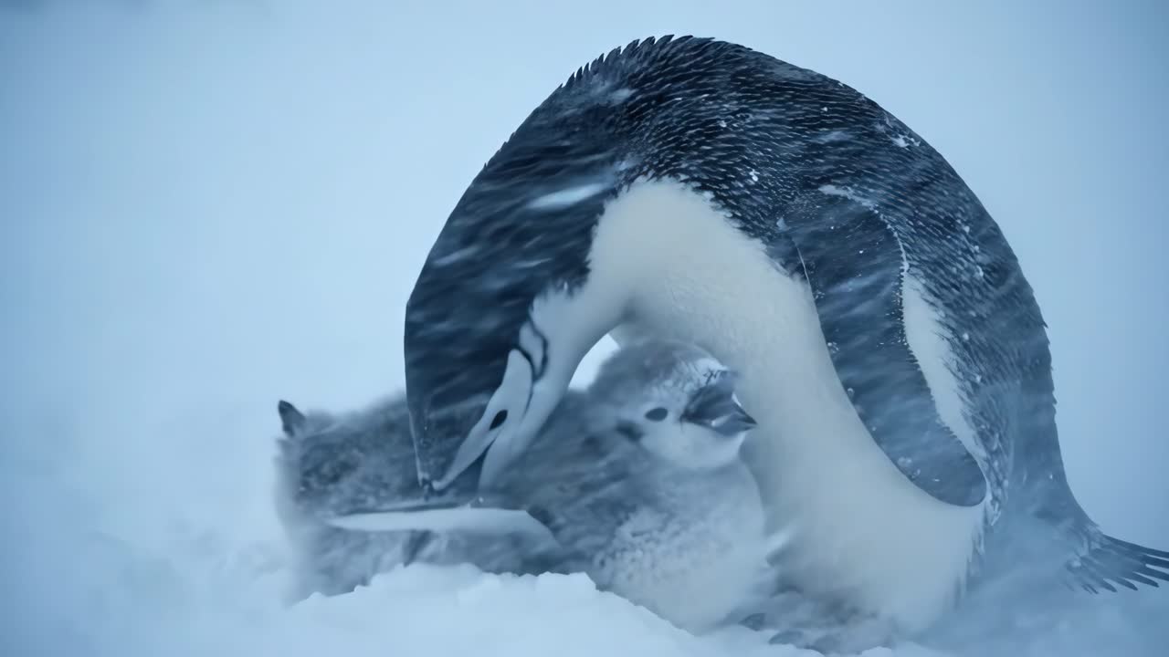 Chinstrap Penguin with Chick in Antarctica