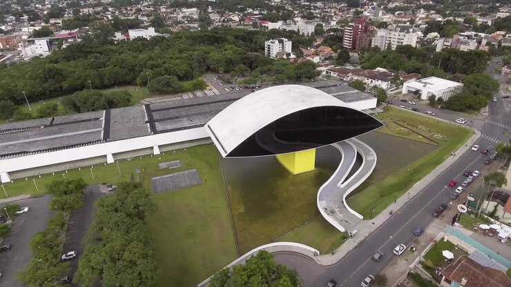 Aerial View of the Museu Oscar Niemeyer in Curitiba, Brazil