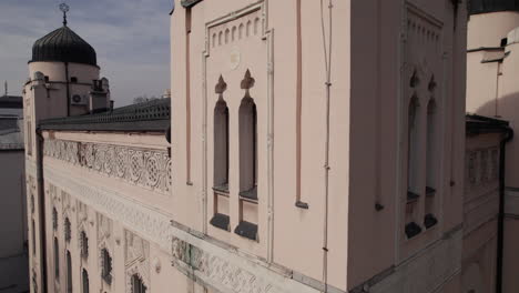 drone footage of the architecture of sarajevo ashkenazi synagogue