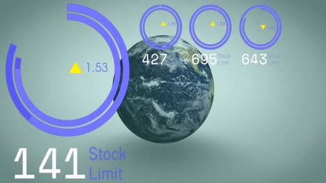 Animación-Del-Procesamiento-De-Datos-Sobre-El-Globo-Sobre-Fondo-Azul