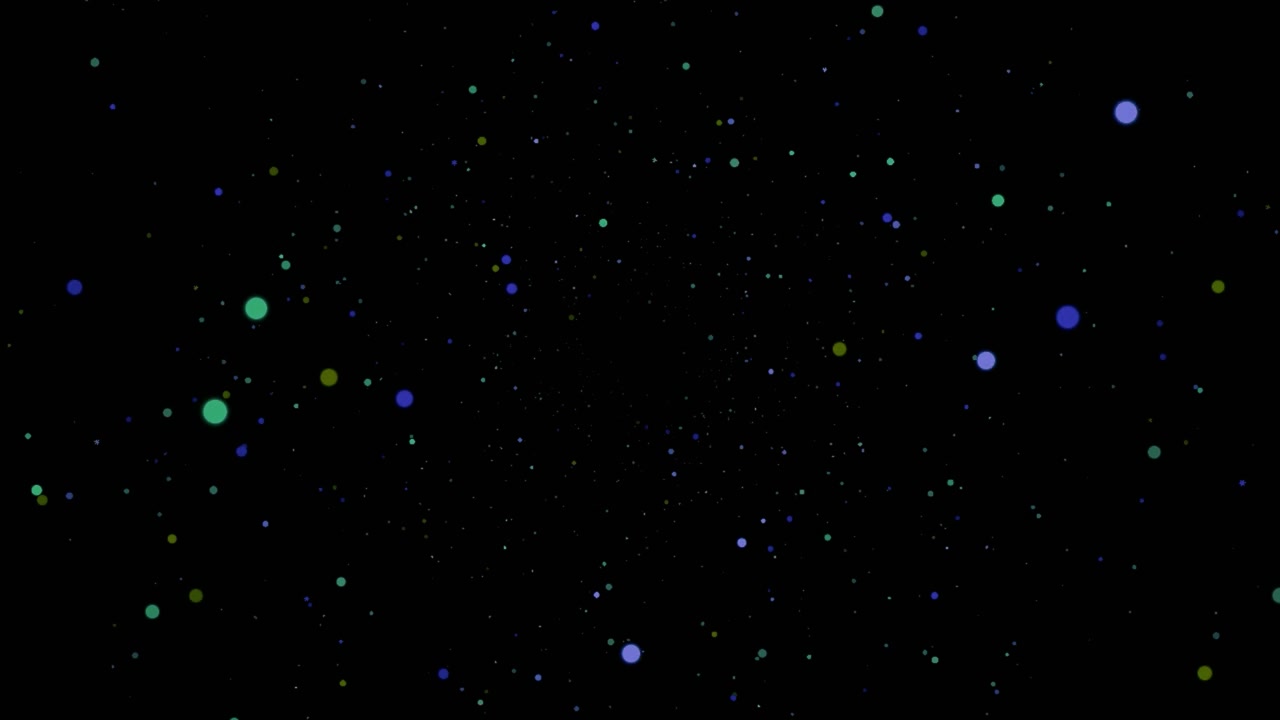 Abstracte bewegende achtergrond met zwevende blauwe en groene deeltjes