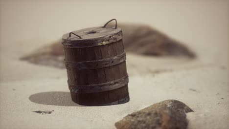 old-wooden-basket-on-the-sand-at-the-beach