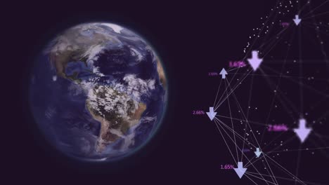 Digital-composite-video-of-digital-icons-moving-against-globe-spinning-in-background