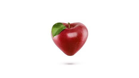 manzana de color rojo en forma de corazón con animación de latidos de corazón sobre un fondo blanco.