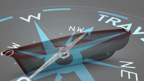 animation of compass spinning with motivation and business text over boat