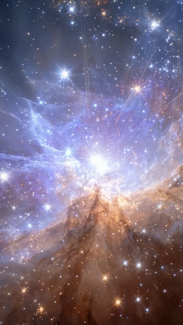 A Stunning Celestial Exhibition: The Brilliant Birth of Stars Amidst Cosmic Clouds of Dust and Gas Captured in a Dynamic Cosmic Dance