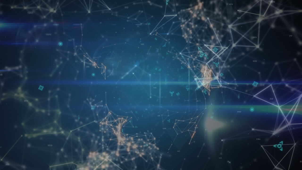 iconos de perfil y líneas asimétricas con símbolos futuristas