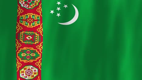 turkmenistan flag country animation 3d symbol design waving in wind movement national patriotism world culture emblem banner republic central asia white stars moon and green background