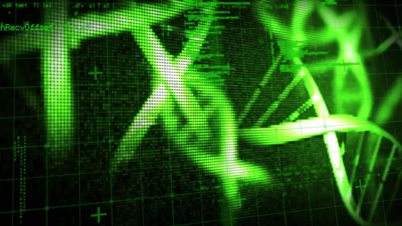 dna 가닥에 대한 데이터 처리의 애니메이션