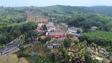 the most beautiful church in kerala, india .high angle view , beautiful avenues can be seen on all four sides of the church.