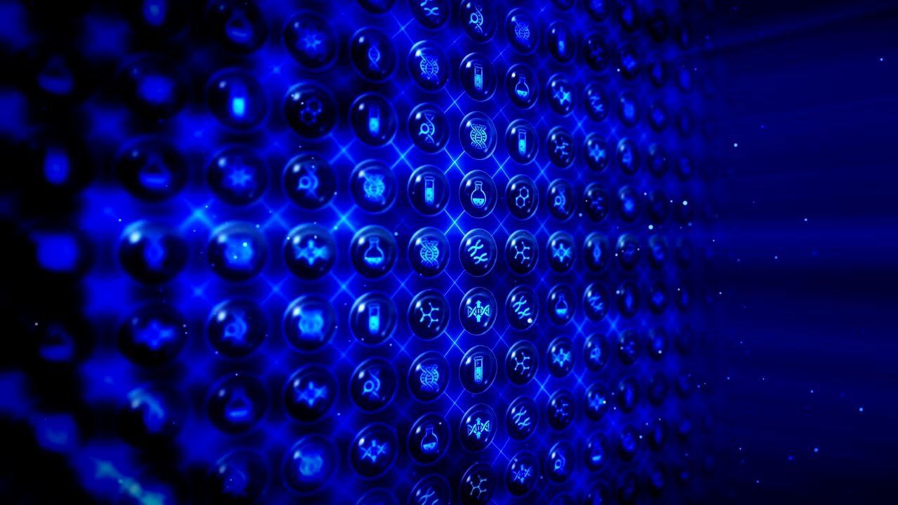 conjunto de iconos genéticos, antecedentes de biotecnología, animación de bucle cg,