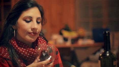 beautiful chilean woman tasting and enjoying the best chilean red wine