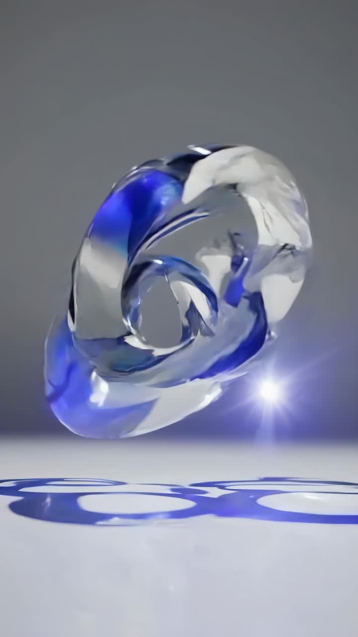 Abstract video of intertwined metallic loops with a reflective surface