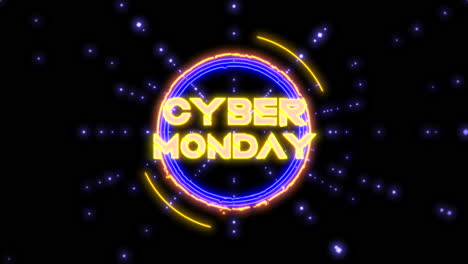 cyber lunes en pantalla digital con triángulos y círculos