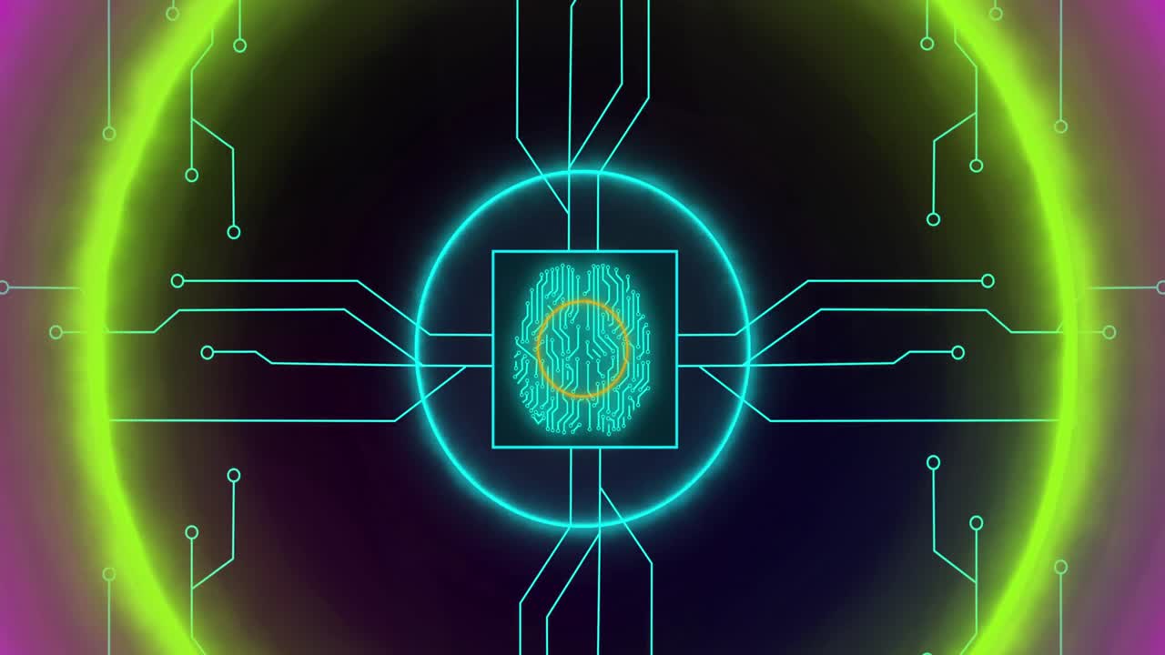 animación del procesamiento de datos sobre un fondo negro