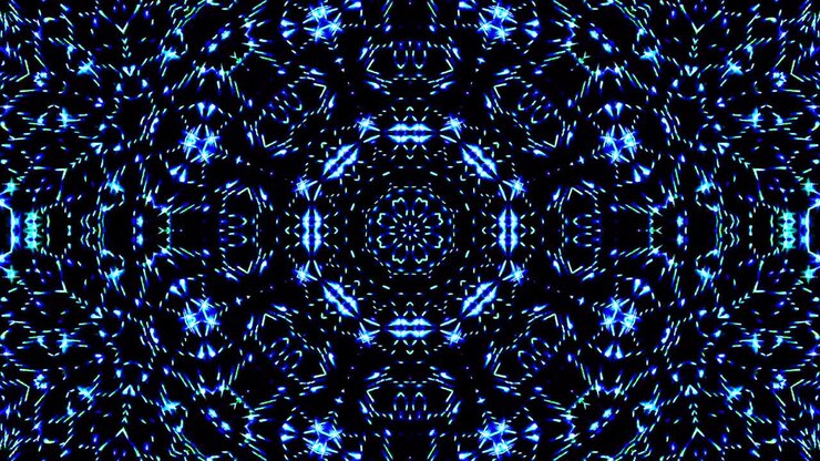 shining bright lines set blue wave motion, colorful, on black background