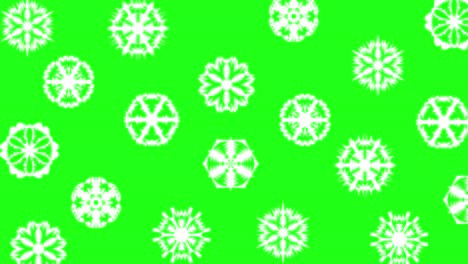 navidad diferentes tipos de copos de nieve, efecto nevada en un fondo de pantalla verde. animación 4k.