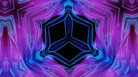 estructuras 3d simétricas abstractas con animación en bucle, gradientes de color azul púrpura suave, brillo brillante. efecto caleidoscopio con ondas fractales abstractas. hermoso bg abstracto con patrón 3d. dof