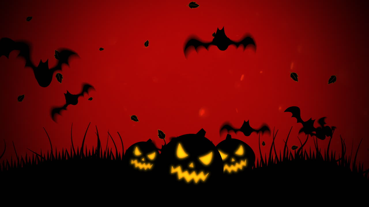 animación de fondo de halloween con murciélagos y calabazas 3