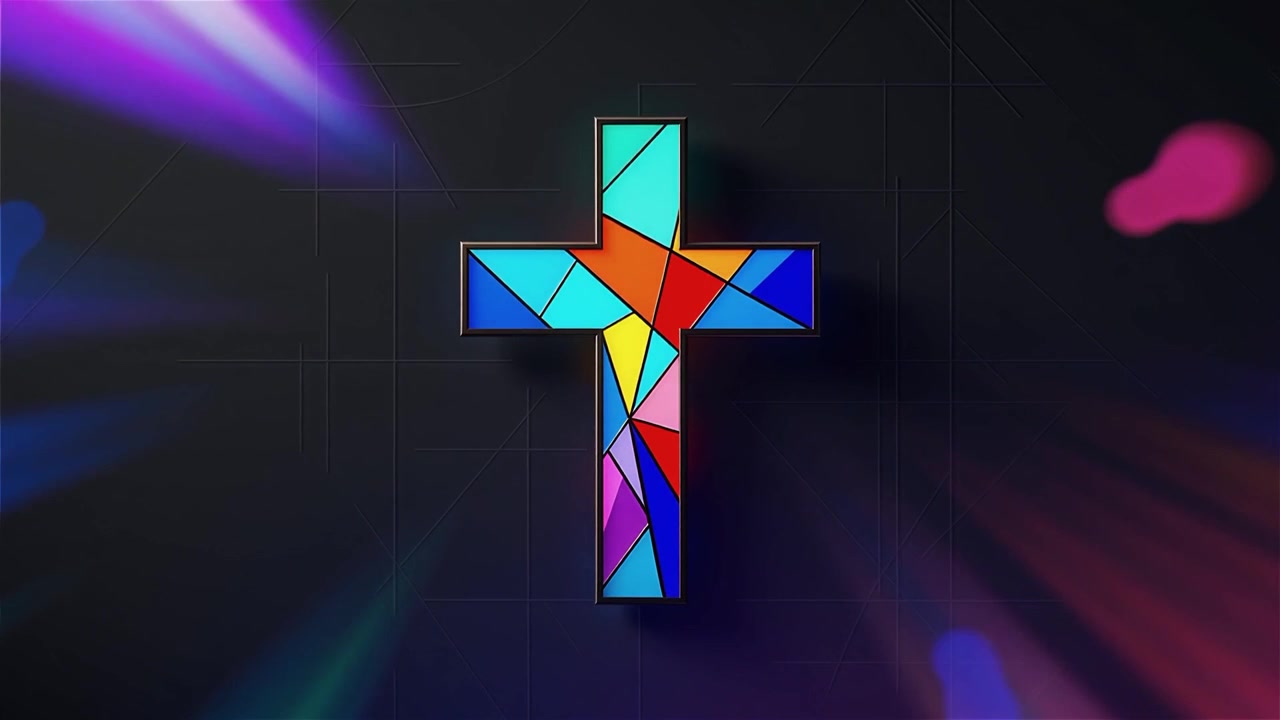 Croce Cristiana Luce Celestiale Sfondo per il Culto.