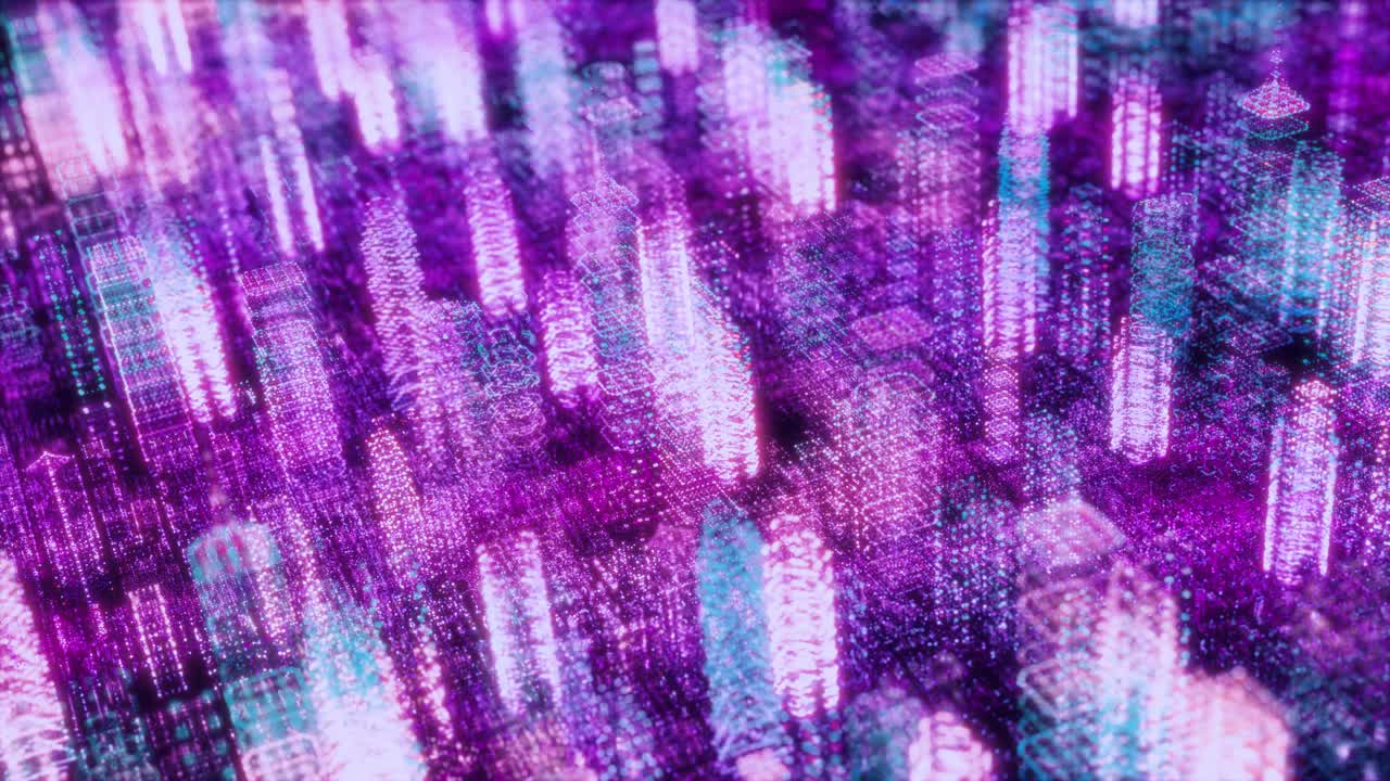 Holografische Gitterstadt. Eine futuristische digitale Umgebung für KI- und Big-Data-Konzepte