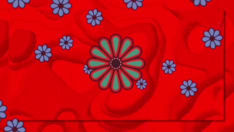 animación de iconos de flores sobre las formas