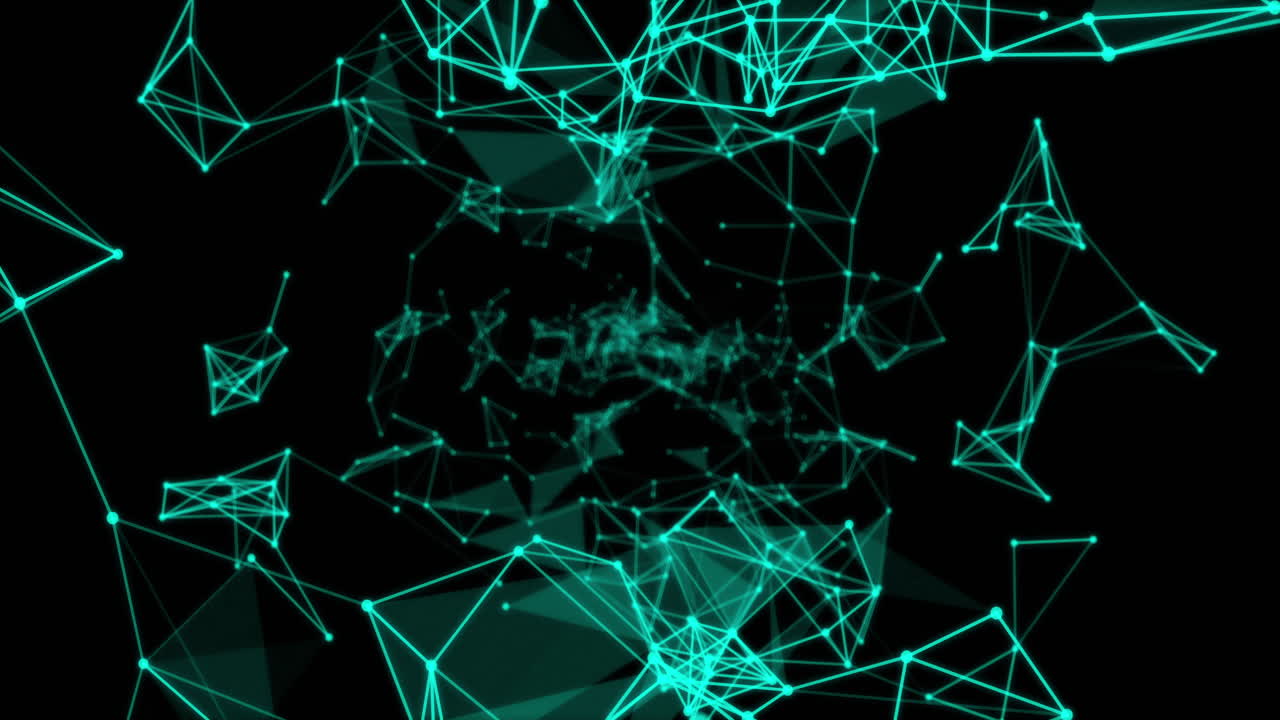 Glowing green network of plexus connections against black background
