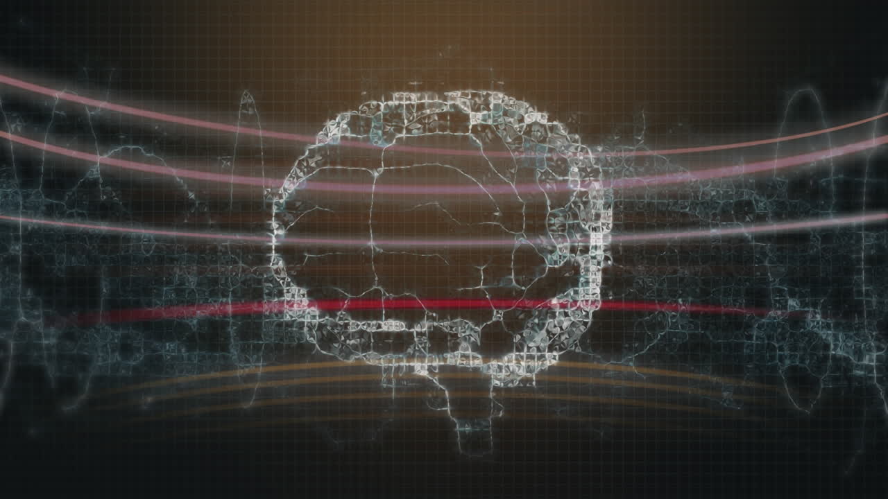 animación de líneas rojas sobre el cerebro humano en un fondo oscuro