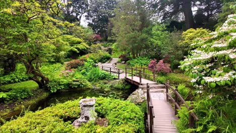 Lugares-épicos-De-Irlanda,-Hermosos-Caminos-Sinuosos-Y-Puentes-A-Través-Del-Jardín-Japonés-En-Powerscourt-Wicklow.