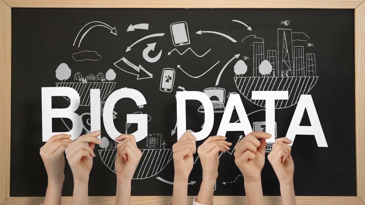 Hands holding up big data