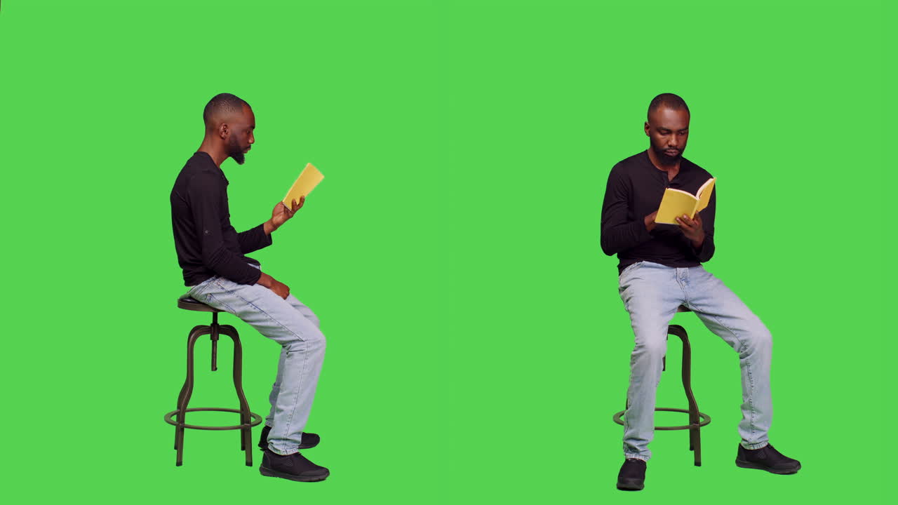 Man Reading Book on Green Screen