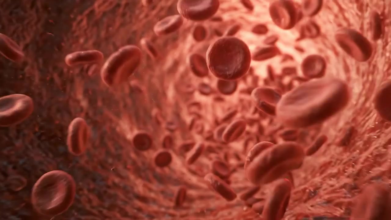 Red Blood Cells Flowing Through a Human Vein