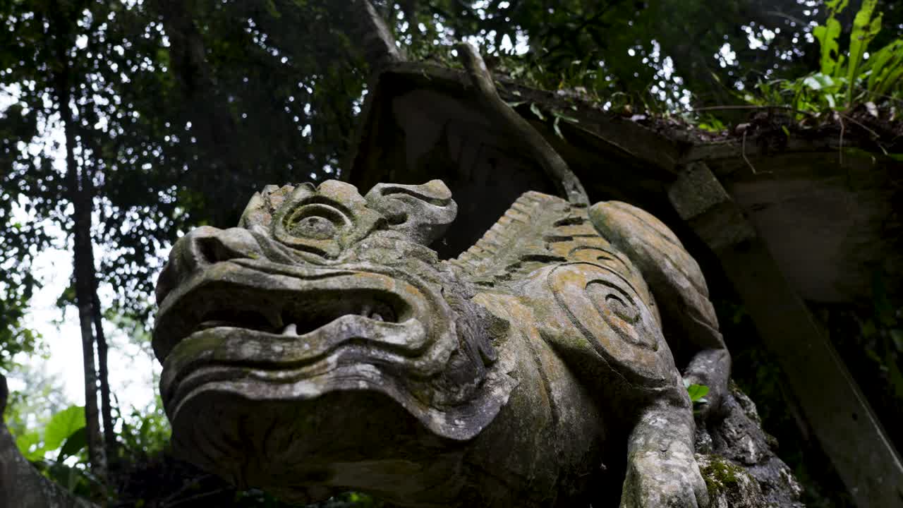 Slow motion shot of a mythical animal in the Tarnim Magic Garden in Koh Samui