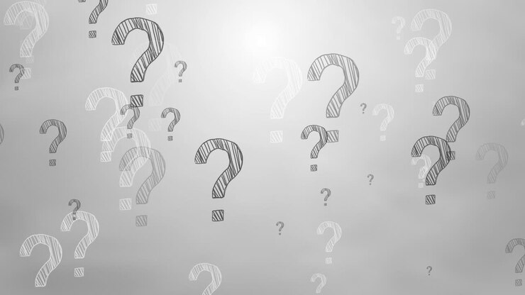 Chaotic falling icons of question marks on a gray background. Hand drawn symbols. Looped animation.