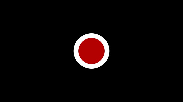 Animazione di un cerchio rosso lampeggiante e bordo bianco su sfondo nero