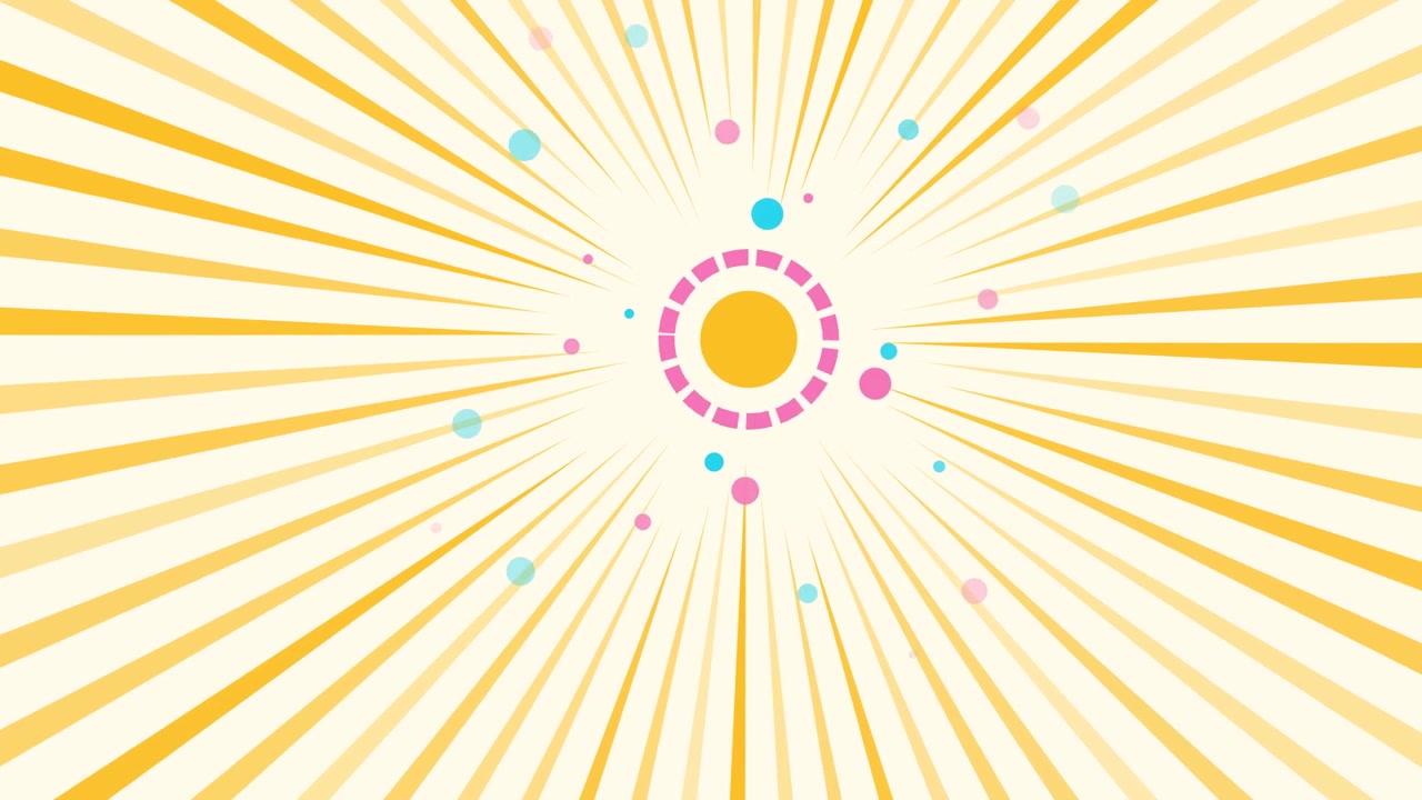 Abstract Motion Graphic with Rotating Sunburst and Floating Particles