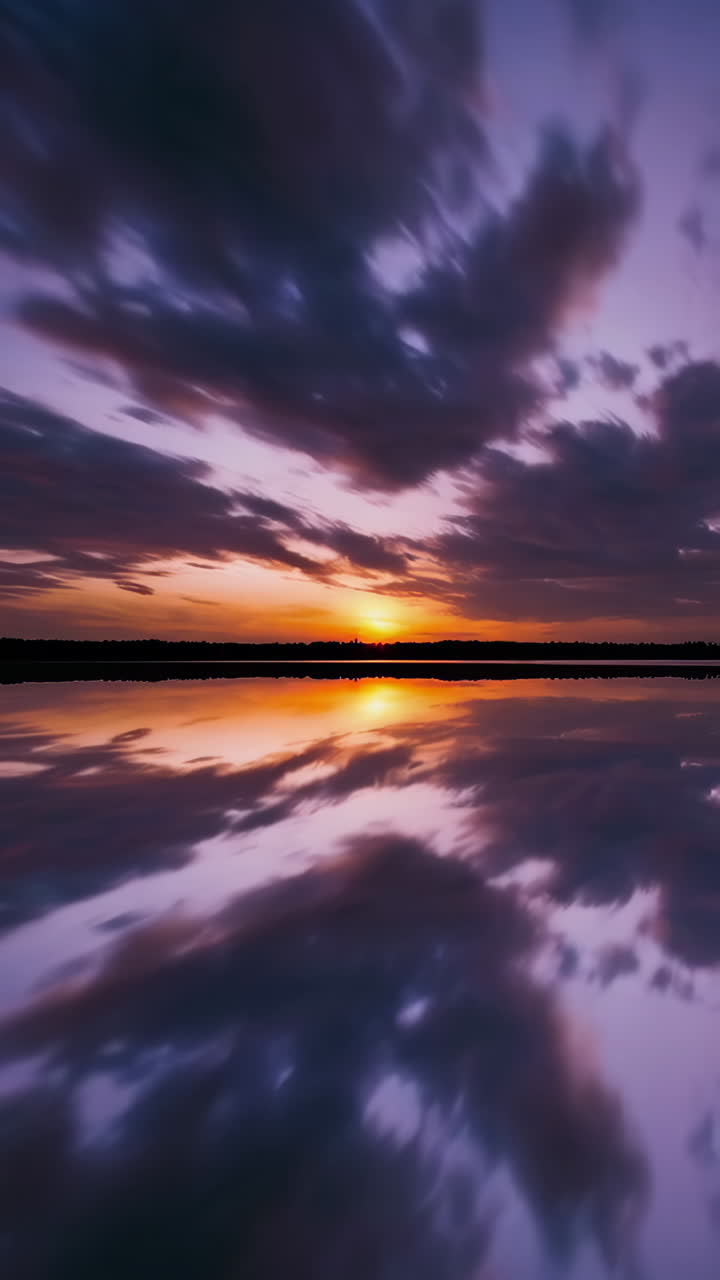 Solnedgangsrefleksion på en rolig sø