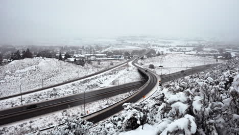 Kamloops'-Scenic-Winter-Hyperlapse-by-the-Turnoff-to-Yelowhead-Highway-5-and-Trans-Canada-Highway-1