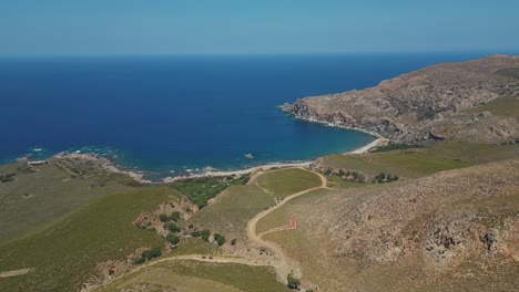coastal mountain landscape near chania in crete, greece. aerial drone shot