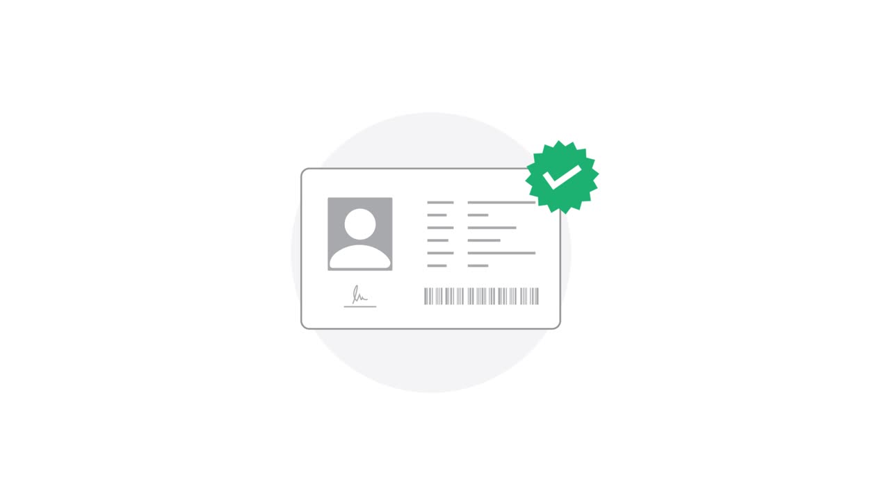 Animated ID Card with Green Checkmark for Verification