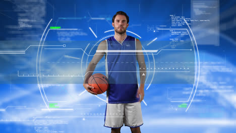 scope scanning over male basketball player