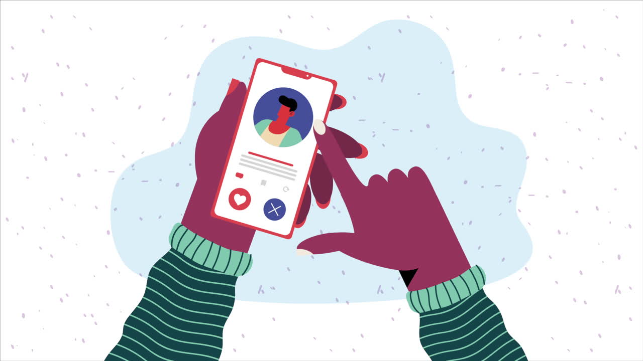 man in smartphone device animation