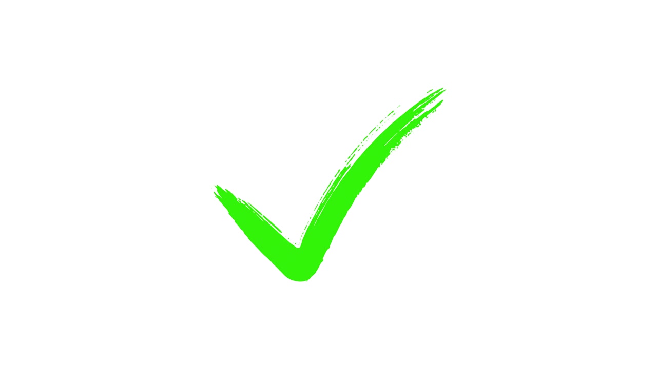 Animated Green Brush Stroke Checkmark on White Background